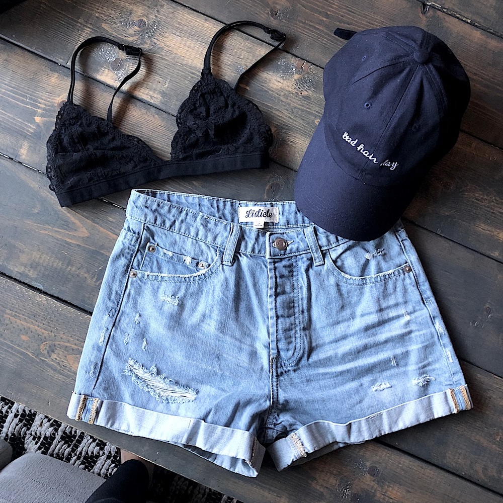 High Rise Denim Shorts